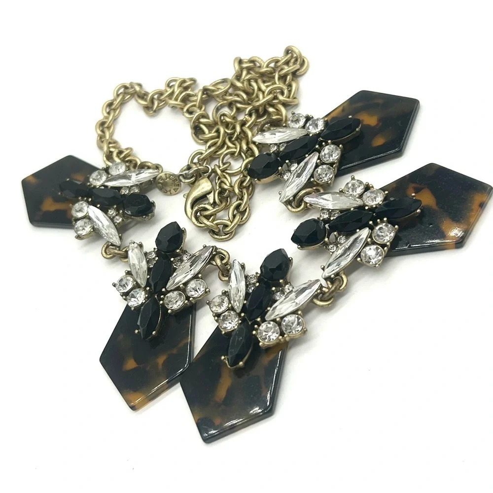 J. Crew Tortoise and Black Jeweled Necklace